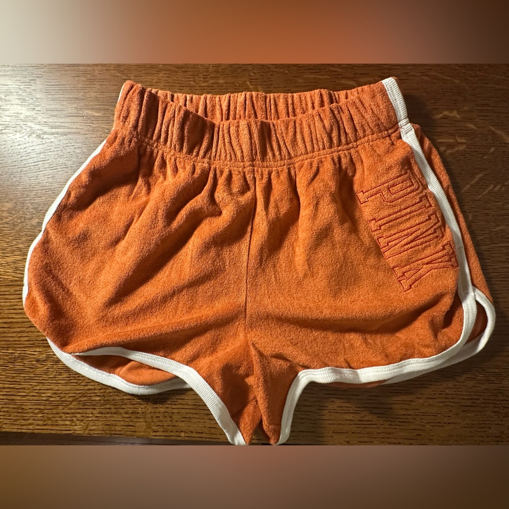 Victoria Secret PINK~Orange Sweatshirt and Shorts Set~Pajamas Sleepwear - Picture 2 of 7
